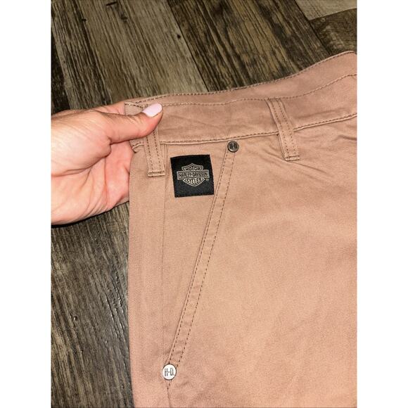 Harley Davidson Pink Brown Utility Jeans Men’s 36 x 34 Rose Khaki Denim NEW - Picture 2 of 11